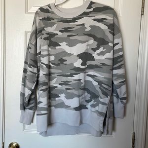 Aerie oversized crew neck sweatshirt in grey camp. Size medium.